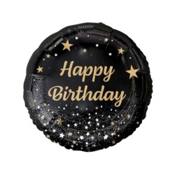 Balon foliowy B&C Happy Birthday, czarny, 18"