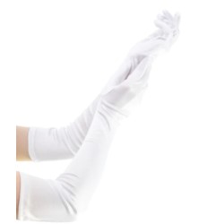 Rękawiczki satynowe długie białe 55cm