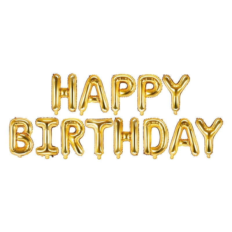 Balony foliowe Happy Birthday, 340x35cm, złoty