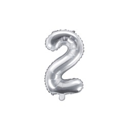 Balon foliowy Cyfra "2", 35cm, srebrny