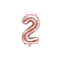Balon foliowy Cyfra "2", 35cm, różowe złoto