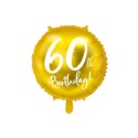 Balon foliowy 60th Birthday, złoty, średnica 45cm