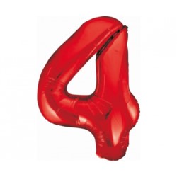 Balon foliowy B&C Cyfra 4, czerwona, 85 cm