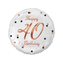 Balon foliowy B&C Happy 40 Birthday, biały, nadruk