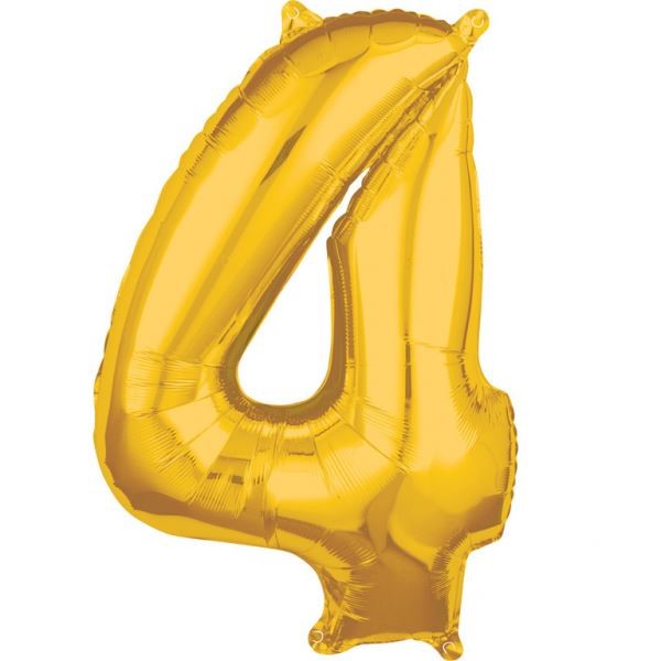Balon foliowy cyfra "4" złoto 43x66 cm.