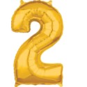 Balon foliowy cyfra "2" złoto 43x66 cm.