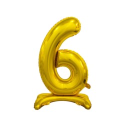 Balon foliowy B&C Cyfra stojąca 6, złota, 74 cm