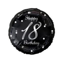 Balon foliowy B&C Happy 18 Birthday, czarny, nadru
