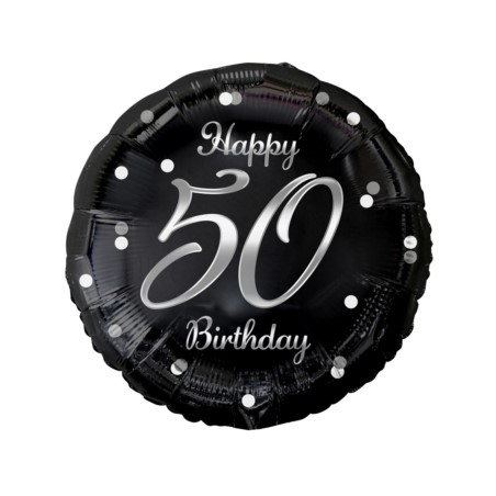 Balon foliowy B&C Happy 50 Birthday, czarny, nadru