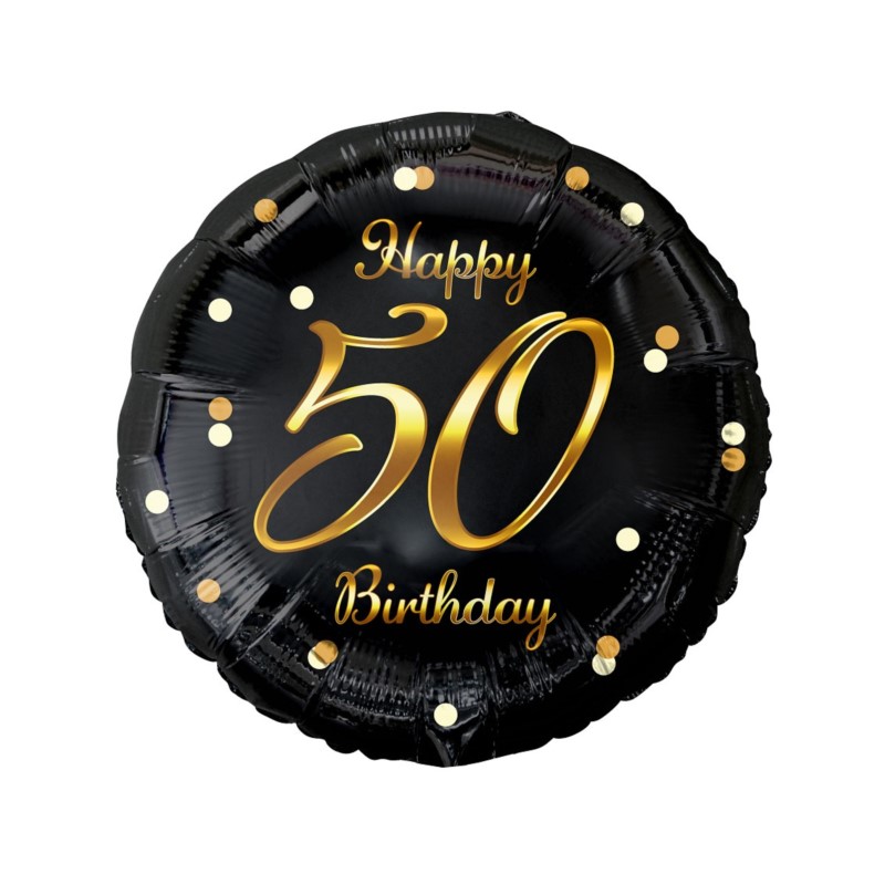 Balon foliowy B&C Happy 50 Birthday, czarny, nadru