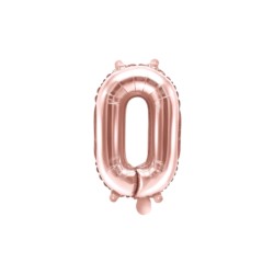 Balon foliowy Cyfra "0", 35cm, różowe złoto