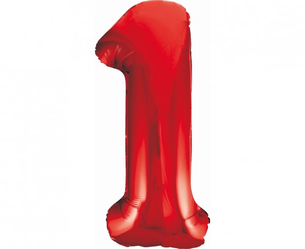 Balon foliowy B&C Cyfra 1, czerwona, 85 cm