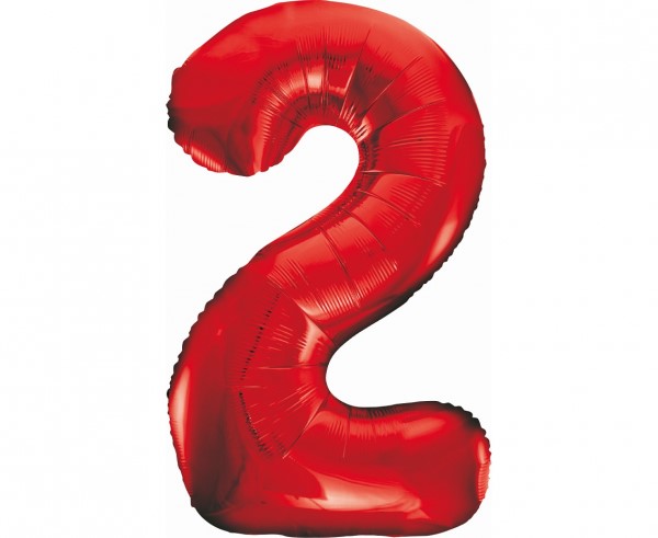 Balon foliowy B&C Cyfra 2, czerwona, 85 cm