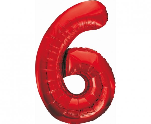 Balon foliowy B&C Cyfra 6, czerwona, 85 cm
