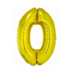 Balon foliowy Smart, Cyfra 0, złota, 76 cm