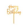 Dekoracja akrylowa na tort Happy Birthday, złota,