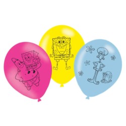 Balony lateks SpongeBob 27,5 cm/11'' 6szt.