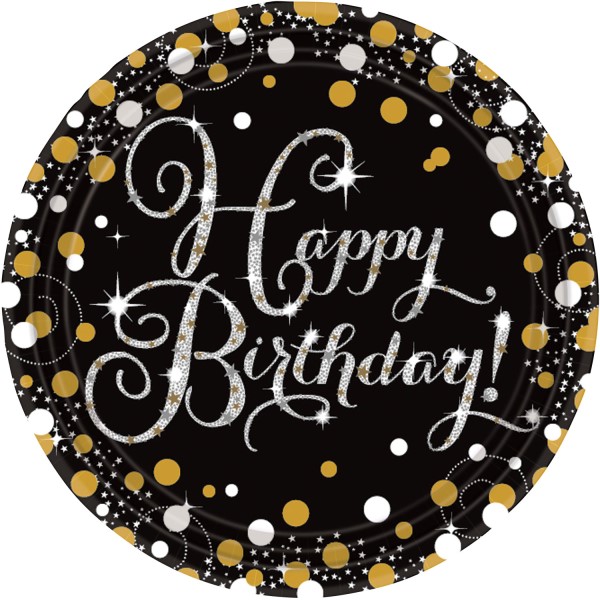 Talerze urodzinowe Happy Birthday 23cm / 8szt. Talerze urodzinowe Happy Birthday 23cm / 8szt.