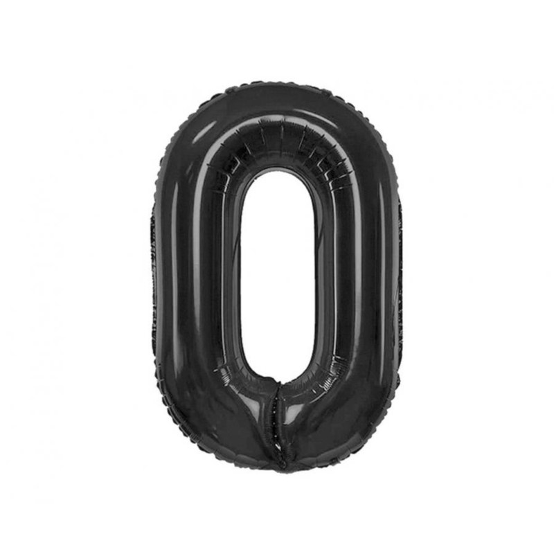 Balon foliowy B&C, cyfra 0, matowa czarna, 85 cm