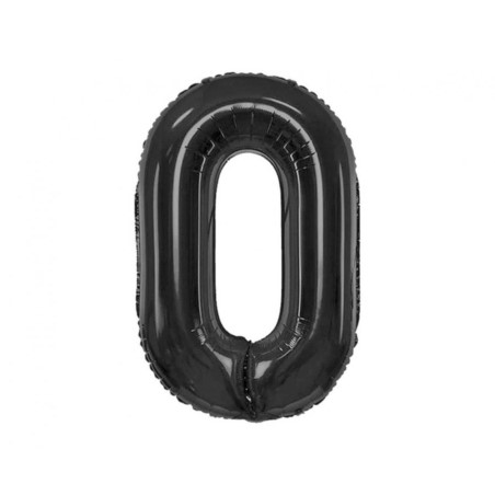Balon foliowy B&C, cyfra 0, matowa czarna, 85 cm