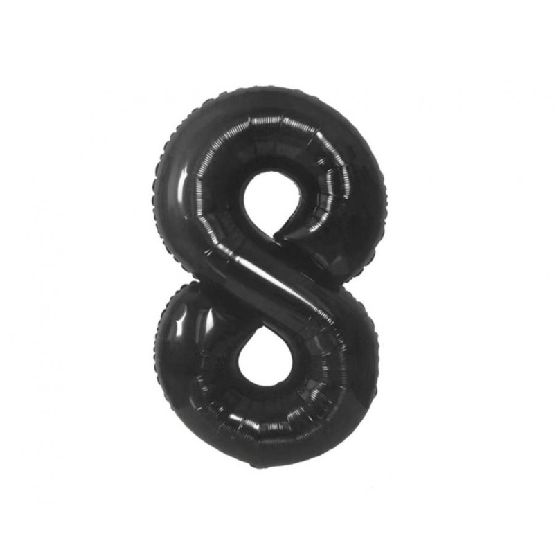 Balon foliowy B&C, cyfra 8, matowa czarna, 85 cm