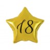 Balon foliowy "18" gwiazda złota, nadruk czarny