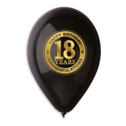 Balony Premium "18 years", czarne, 12" / 5 szt.