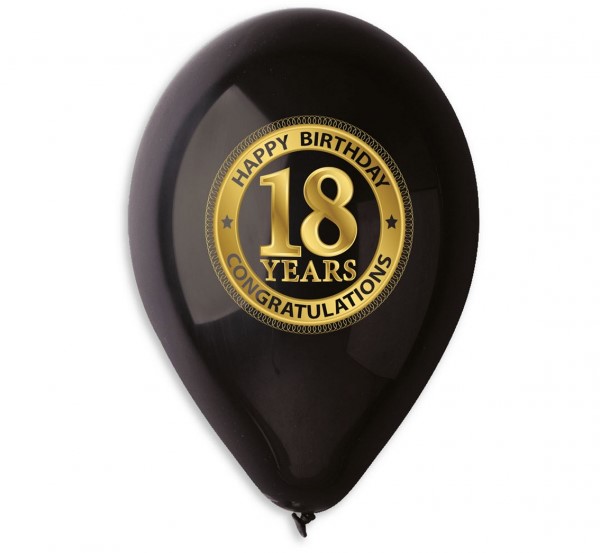 Balony Premium "18 years", czarne, 12" / 5 szt.