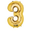 Balon foliowy Cyfra "3" - złota 53x88 cm