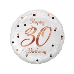 Balon foliowy B&C Happy 30 Birthday, biały, nadruk