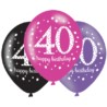 Balony lateksowe 40 Lat Pink Celebration 6szt.