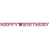 Baner "Happy Birtday" różowy