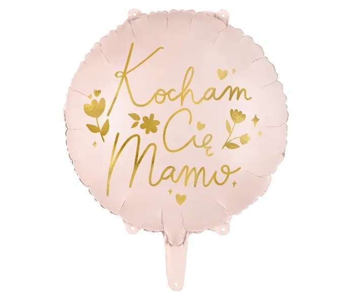 Balon foliowy "Kocham Cię Mamo", 45 cm, różowy