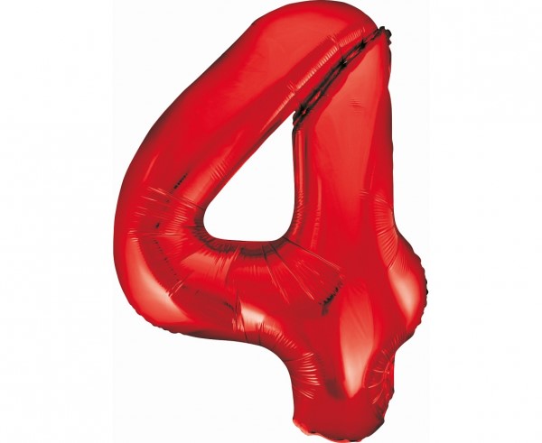 Balon foliowy B&C Cyfra 4, czerwona, 85 cm