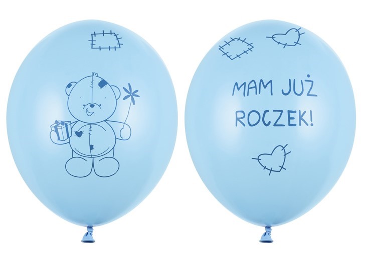 Balony 30 cm Miś - mam już...,P. Baby Blue, 6 szt.