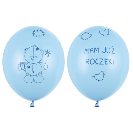 Balony 30 cm Miś - mam już...,P. Baby Blue, 6 szt.