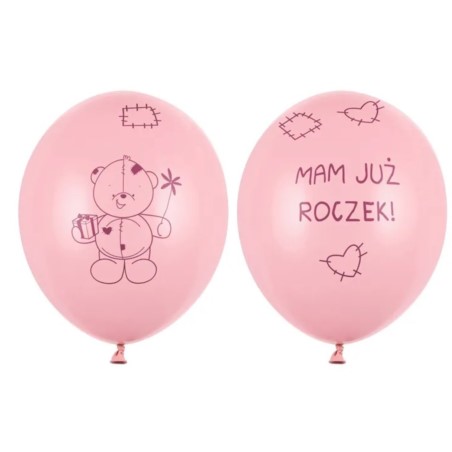 Balony 30 cm Miś - mam już...,Pastel Pink, 6 szt.