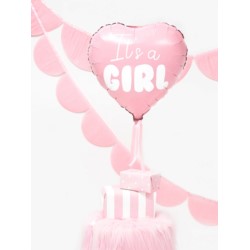 Balon foliowy Serce - It's a girl, 45cm, jasny róż