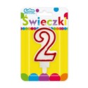 Świeczka cyferka "2", czerwony kontur