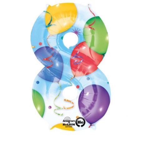 Balon, foliowy Cyfra "8" multicolor 53x83 cm