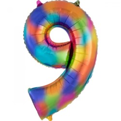 Balon foliowy cyfra "9" - Rainbow Splash