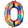 Balon foliowy cyfra "0" - Rainbow Splash, 66x88 cm