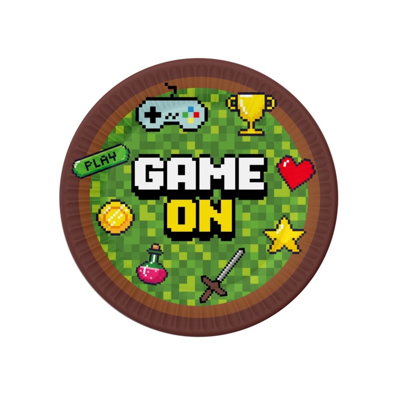 Talerzyki pap. Game On, 18 cm, 6 szt.