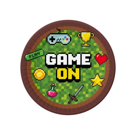 Talerzyki pap. Game On, 18 cm, 6 szt.