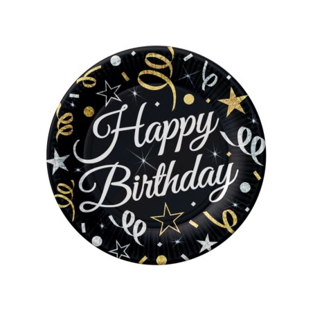 Talerzyki papierowe B&C Happy Birthday  6 szt.