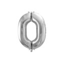 Balon foliowy Cyfra "0", 86cm, srebrny