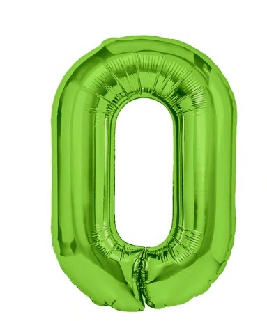 Balon foliowy zielona cyfra "0" 100cm