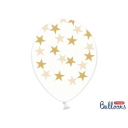 Balony 30 cm Gwiazdki Crystal Clear, 6 szt.