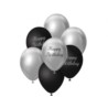 Bukiet balonowy B&C srebrno-czarny Happy Birthday,