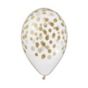 Balony Premium Hel "Konfetti złote", transparentne